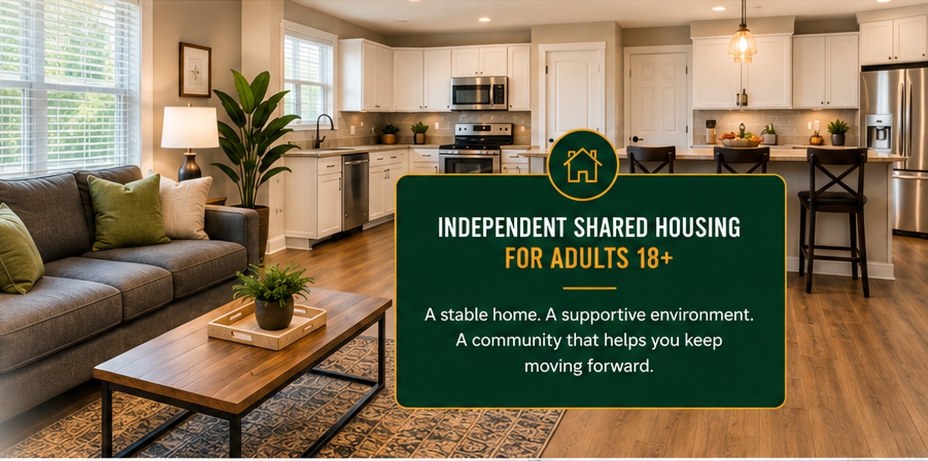 Welcoming furnished shared living space
